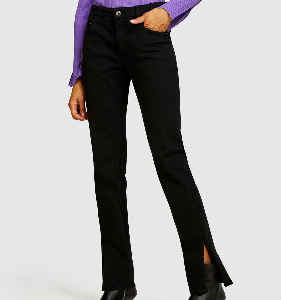 Colorful jeans with slits - women's slim fit jeans - Black | Sisley image number 4